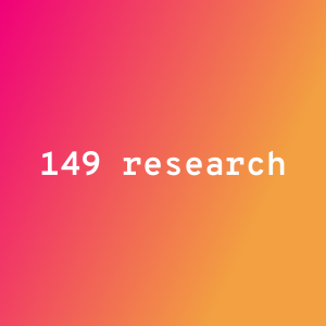 Artwork of 149 Research, text on a colour pallette.